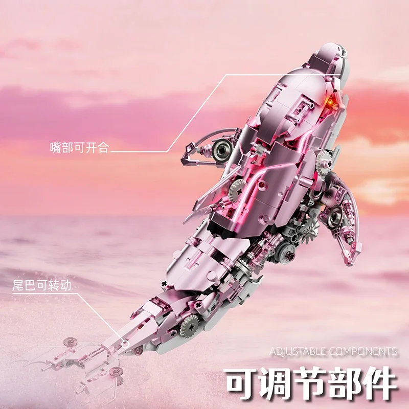MOC التقنية الميكانيكية مخلوق بحري اللبنات LED دولفين نموذج سطح المكتب زخرفة الطوب لعبة تعليمية للأطفال هدية #5