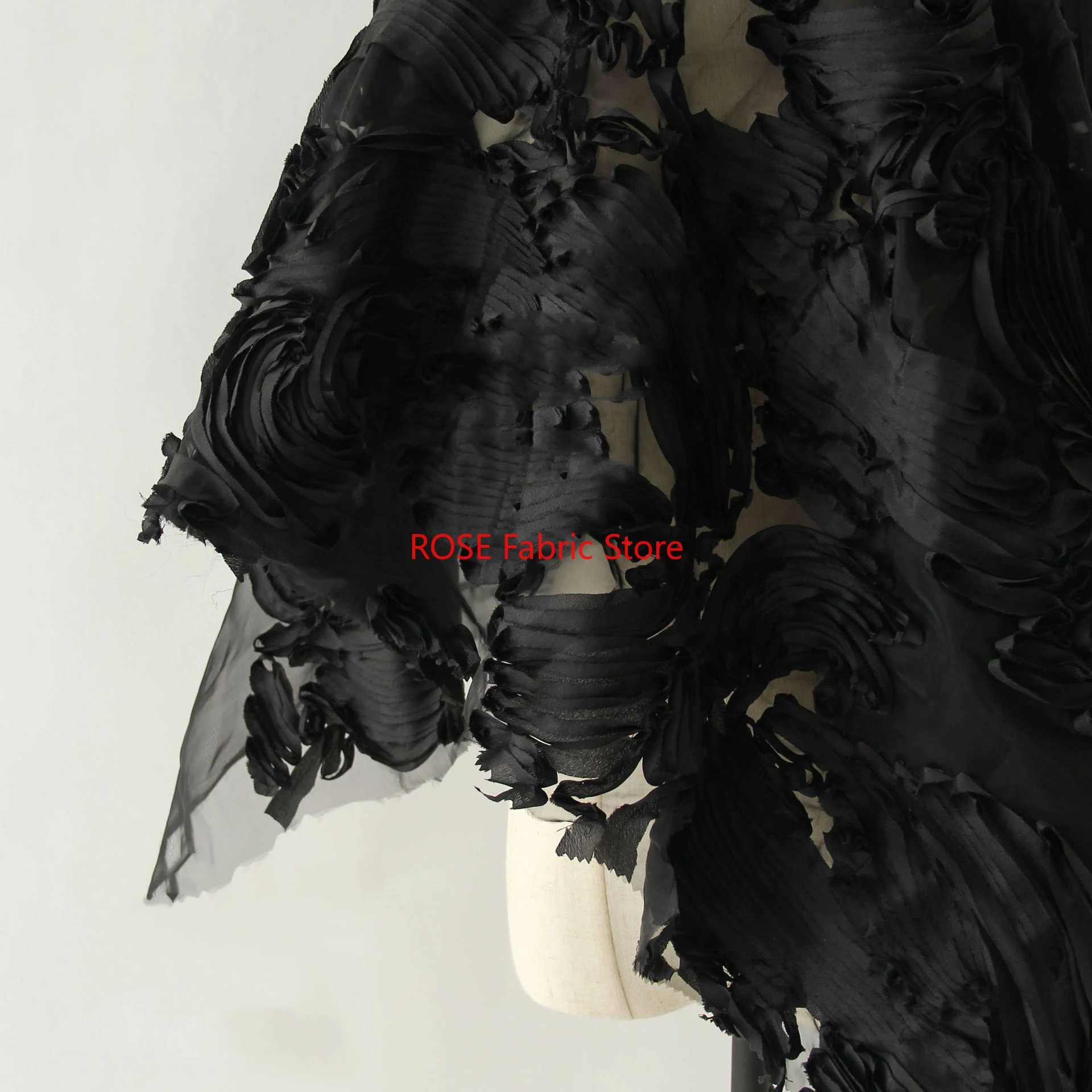 1야드 대형 꽃무늬 거즈 메쉬 자수 원단 드레스 플러피 스커트 DIY 재봉 디자이너 원단