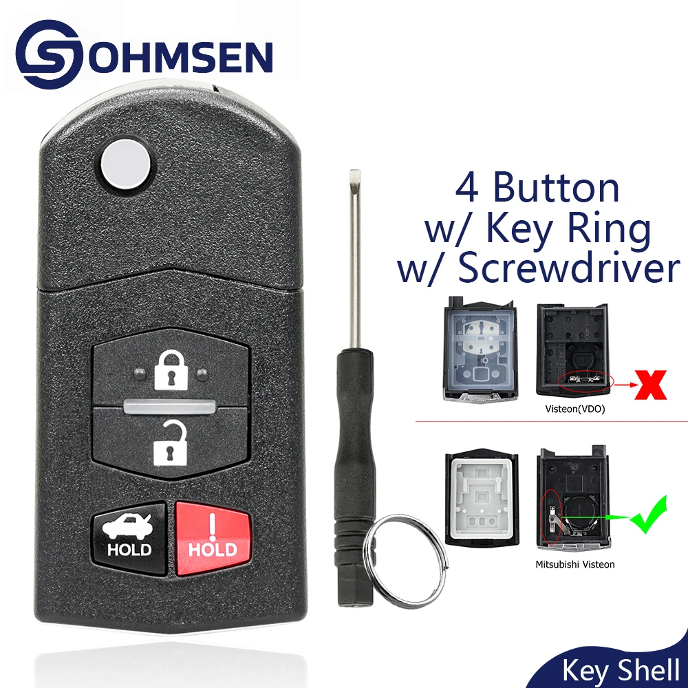 

4-кнопочный автомобильный пульт дистанционного управления, сменный чехол для Mazda 3 5 6 MX-5 RX8 + откидное лезвие - чехол Mitsubishi Visteon