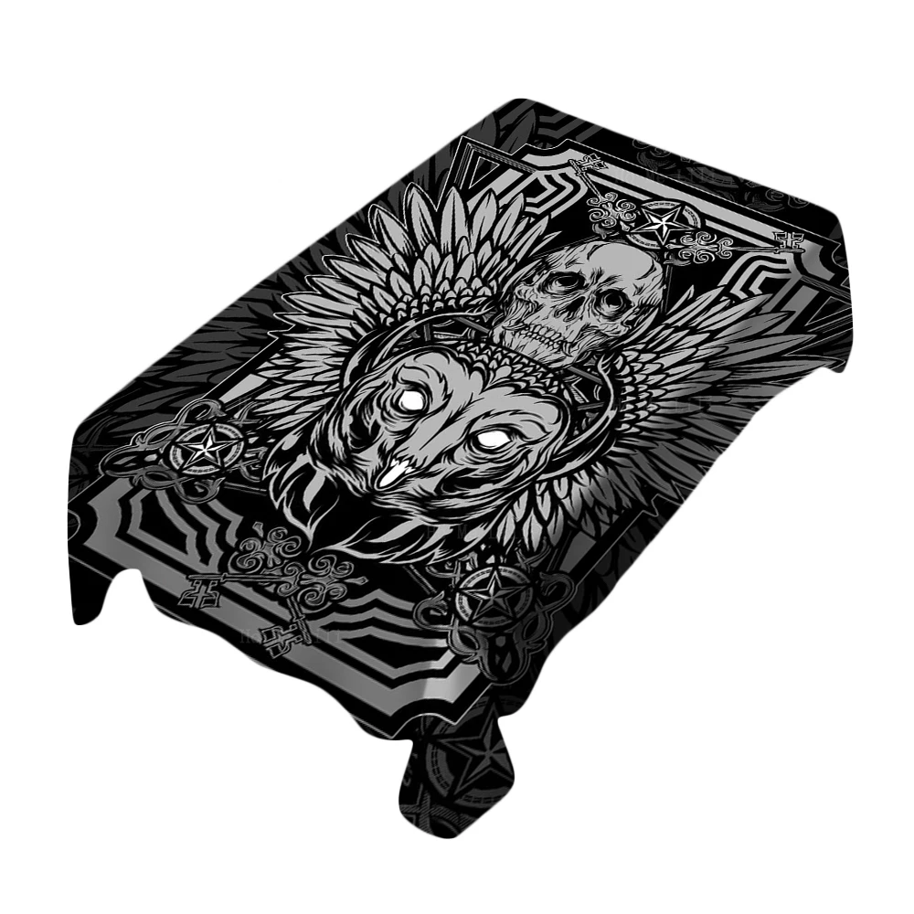 The Undead Unicorns Gothic Macabre Art Demon Occult Vintage Owl And Skull Tablecloth By Ho Me Lili For Tabletop Decor