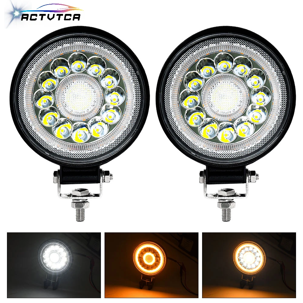 

ACTVTCA Auto Work Light 200W Led Light Round LED Offroad LED Bar 4 Inch Spot Flood Fog Lamp12V 24V Off Road 4x4