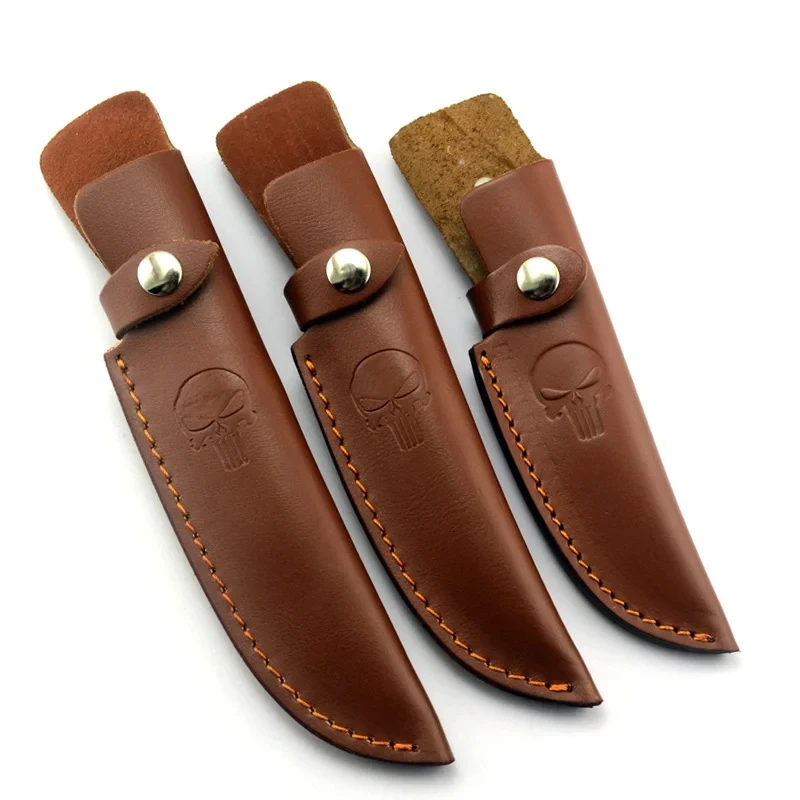 Genuine Cowhide Fixed Blade Small Straight Knife Scabbard Sheath Leather Case Holder Outdoor Tool Belt Loop Hunt Multi Holster