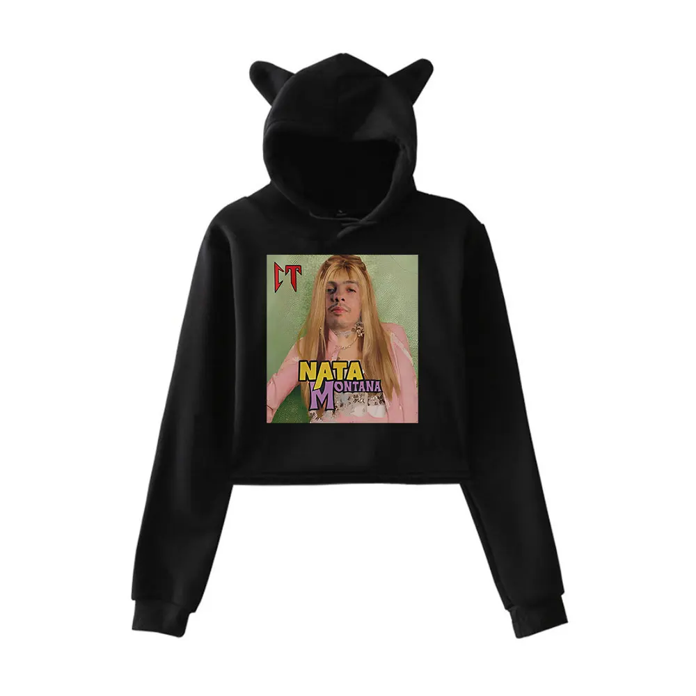 

Natanael Cano Nata Montana Cat Ear Hoodie Women Long Sleeve Cropped Sweatshirts Popular Female Casual Streetwear Crop Tops