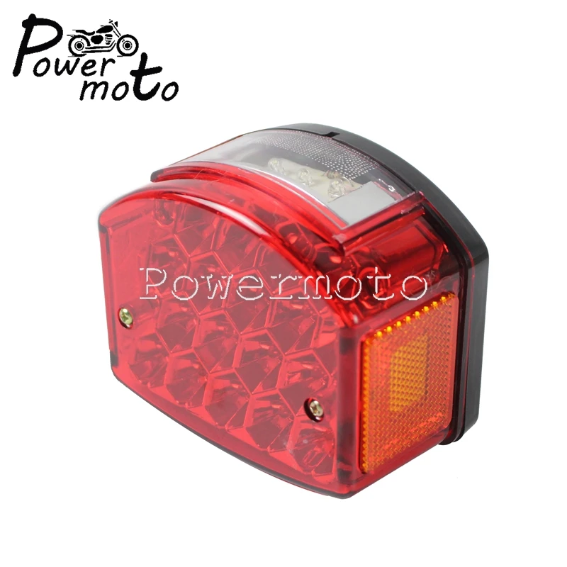 12V Red LED Motorcycle Rear License Plate Light Tail Brake Stop Lamp Reflector Indicators Lamps For Carpathians 50cc Minsk 125cc