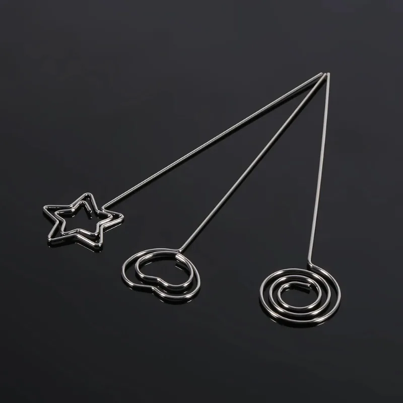 

6Pcs Silver DIY Craft Metal Round Wires Photo Card Picture Memo Paper Note Display Clip Holders 3 Styles Round Star Love Heart