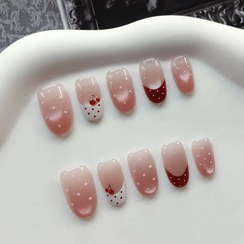 10 Stück Süße Niedliche Vergoldete Polka Dot Sterne Kurze Mandel Wiederverwendbare Nagelkunst Französischer Stil Katzenaugen-Nagelaufkleber Aufklebnägel – Detail 20