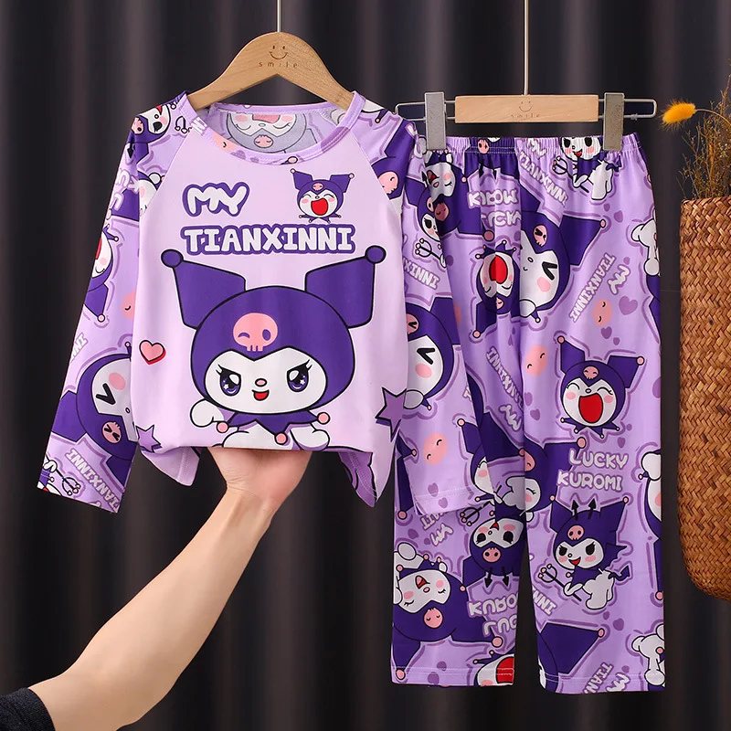 

Sanrio Anime Children Pajama Sets Loose Soft Cartoon Print Kids Nightwear Set Breathable Comfortable Nightdress Autumn Winter