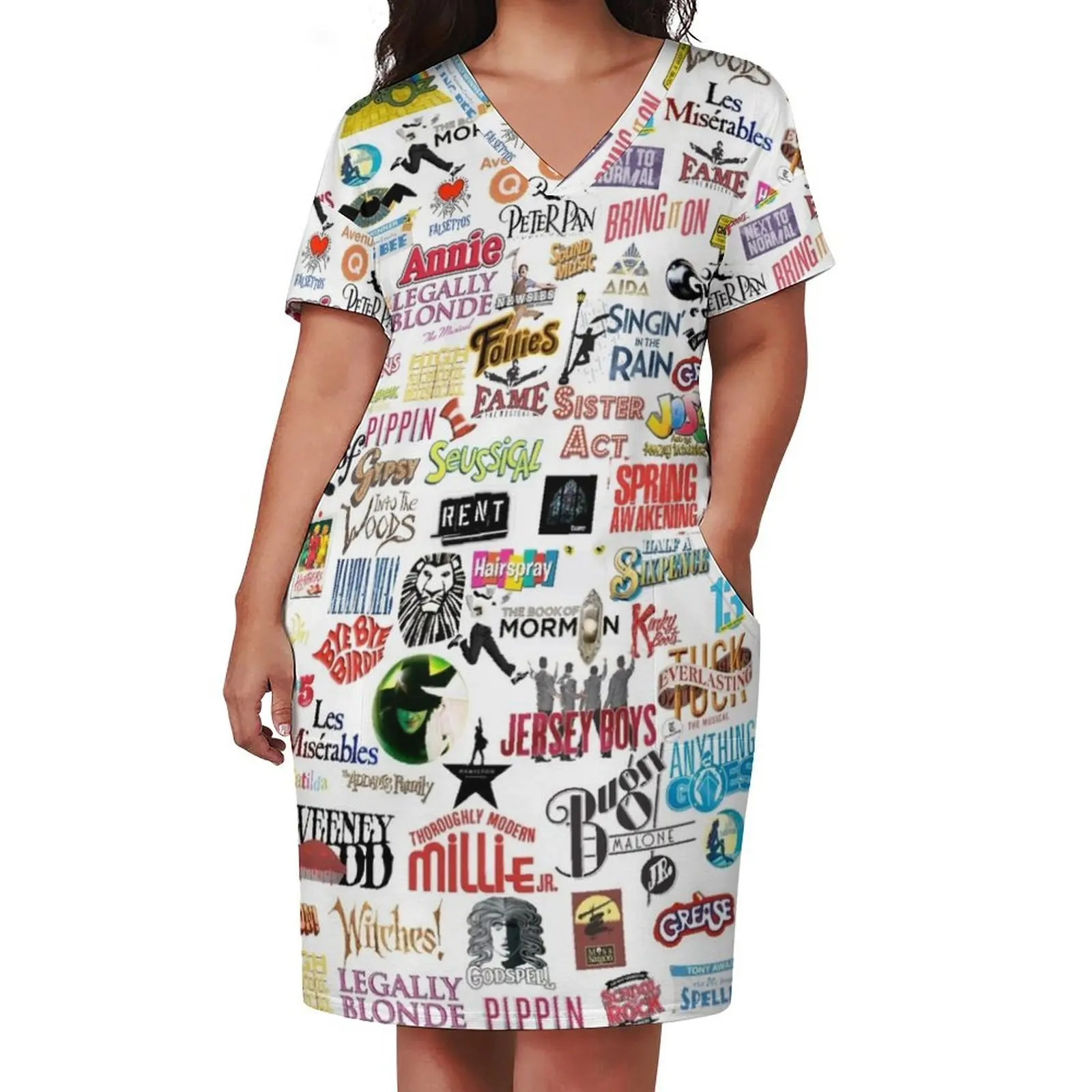 Musical Logos Loose Pocket Dress cocktail dresses Long dress elegant and pretty women