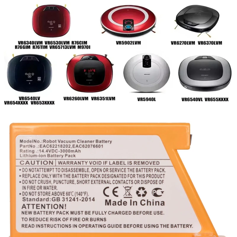 Для LG VR64703LVMB VR7412RB VR6270 VR1320B VR64701 робот-пылесос EAC62218202 14,4 В 3000 мАч сменный аккумулятор