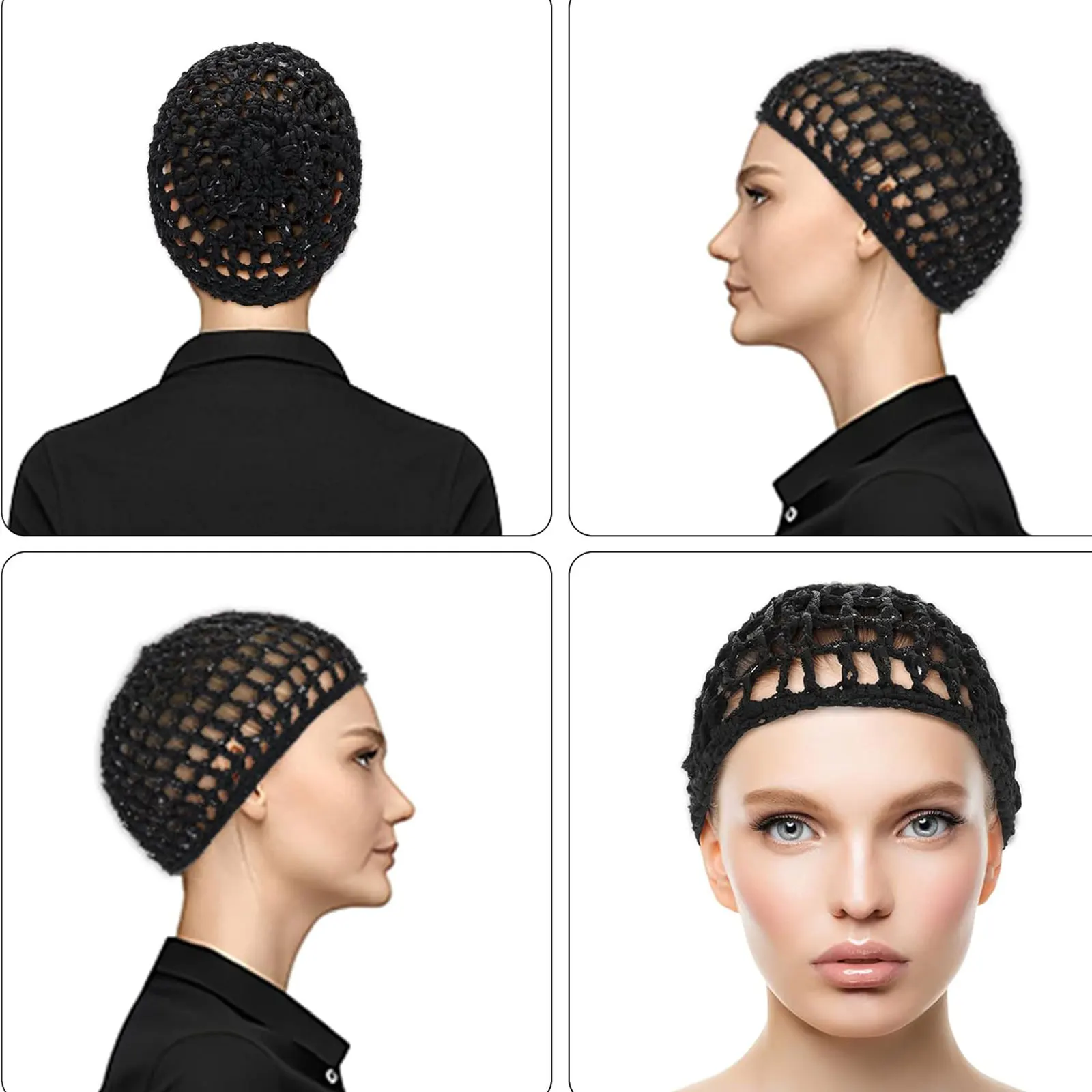 Colored Mesh Hair Nets For Sleeping Crochet Hair Net Sleeping Cap Long Curly Headwear Protector Mesh Chef Hats Bun Lifting Strap image 6