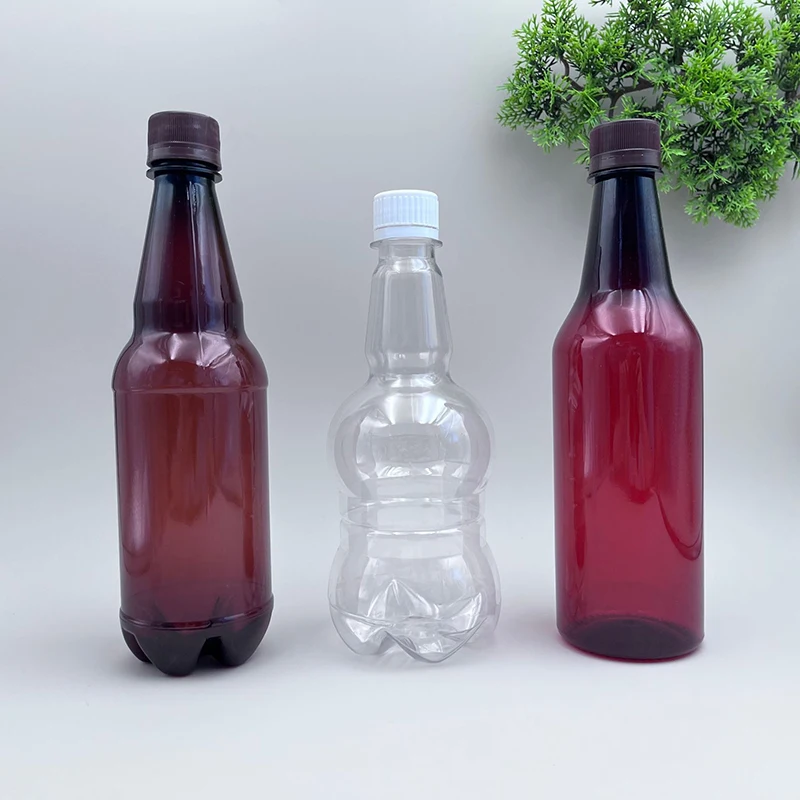 1PC Water Clear Storage Containers Beer Bottle Empty Juicing Bottles With Lids Drinking Flasks For Fridge Juice Soda Portable