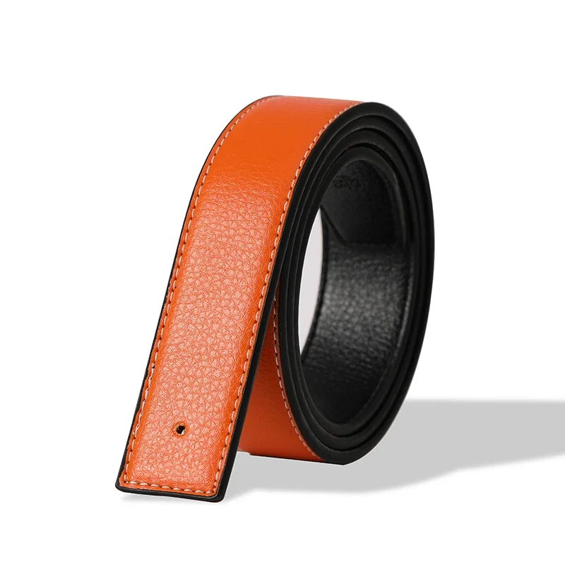 Herren Gürtel aus hochwertigem PU-Leder, glatte Schnalle, ohne Schnalle, Luxusmarke, 3,8 cm – Detail 8
