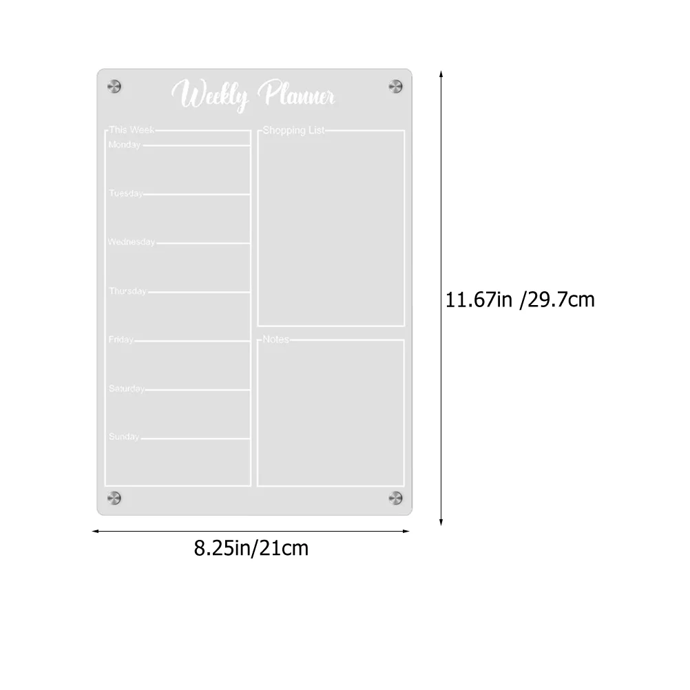 Acrylic Weekly Planner Fridge Schedule Whiteboard for Message Calendar Dry Erase Kitchen Supplies Office Practical Clear