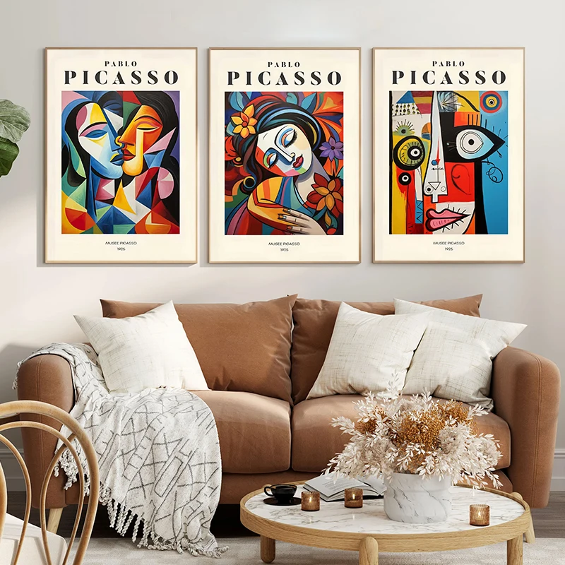 Cubism Female Portrait Picasso Exhibition Poster Canvas Painting Modern Abstract Wall Art Picture Living Room Home Decor Gift