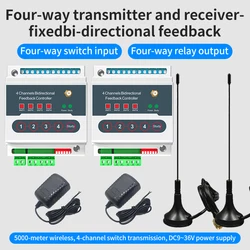 4-Channel Bidirectional Feedback Wireless IO Transmission Relay Controller Wireless Remote Control Remote Switch With Power Adap