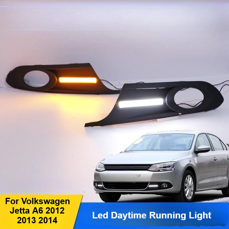 

Car Daytime Running Light For Volkswagen Jetta A6 2012 2013 2014 Front Fog Lamp Led Dymanic Turn Signal Light Accessories