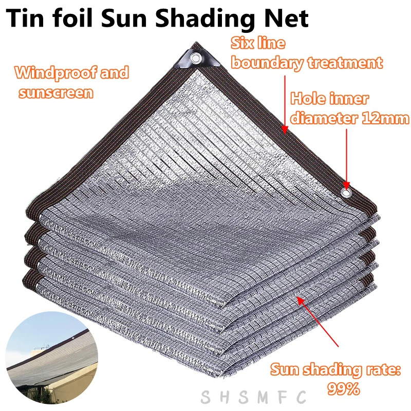 

Hi-quality 99% Sunshade Rate Silvery Aluminum Foil Sunshade Net Home Balcony Succulent Plant Cover Shading Net Reflect Sun light