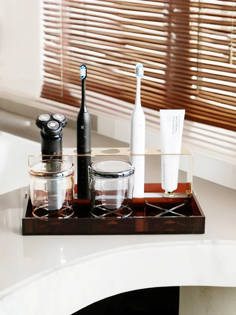 

Luxury Toothbru Holder Acrylic Batoom Sink Toothbru Cup Draining Ra Dental Care Organizer Scandinavian Sle