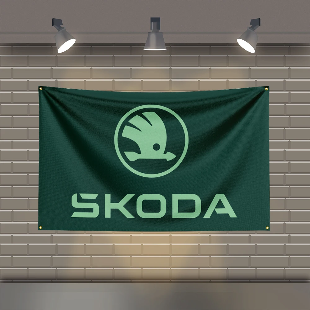 3x5 Ft S-Skodas Racing  Flag Polyester Printed Cars Flags for Room Garage Decor