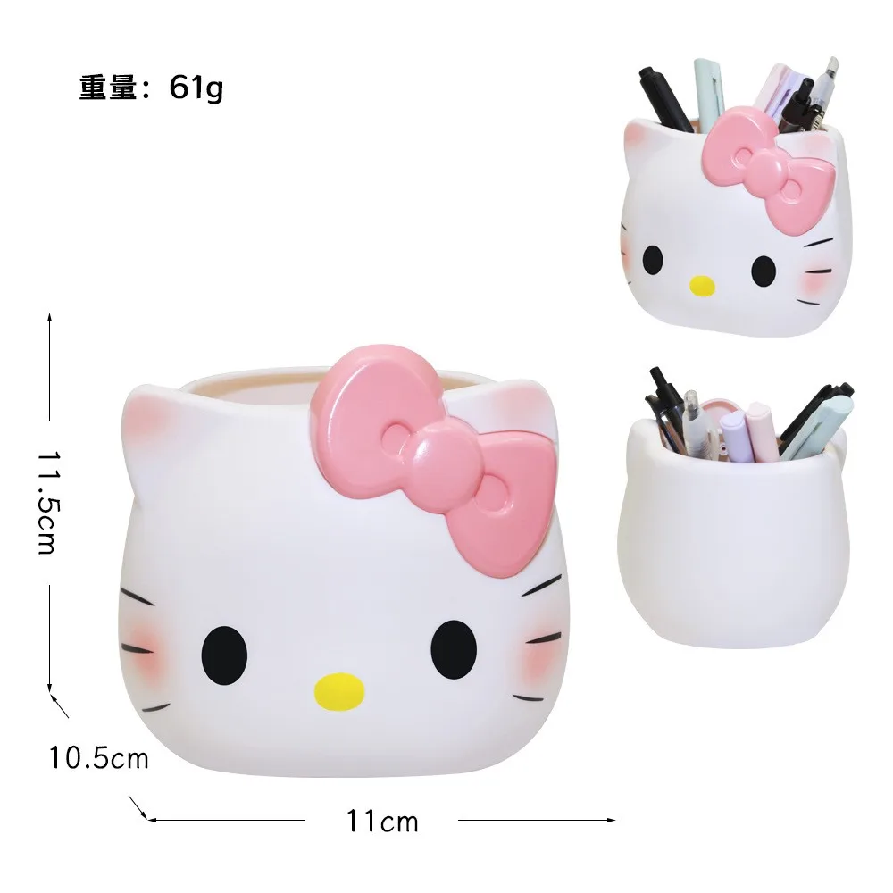 Anime Sanrios Hello Kitty Creative Office Desktop Organizer Kt Cat Cute Multi-Functional Pen Holder Y2K Cosmetic Storage Box image 4