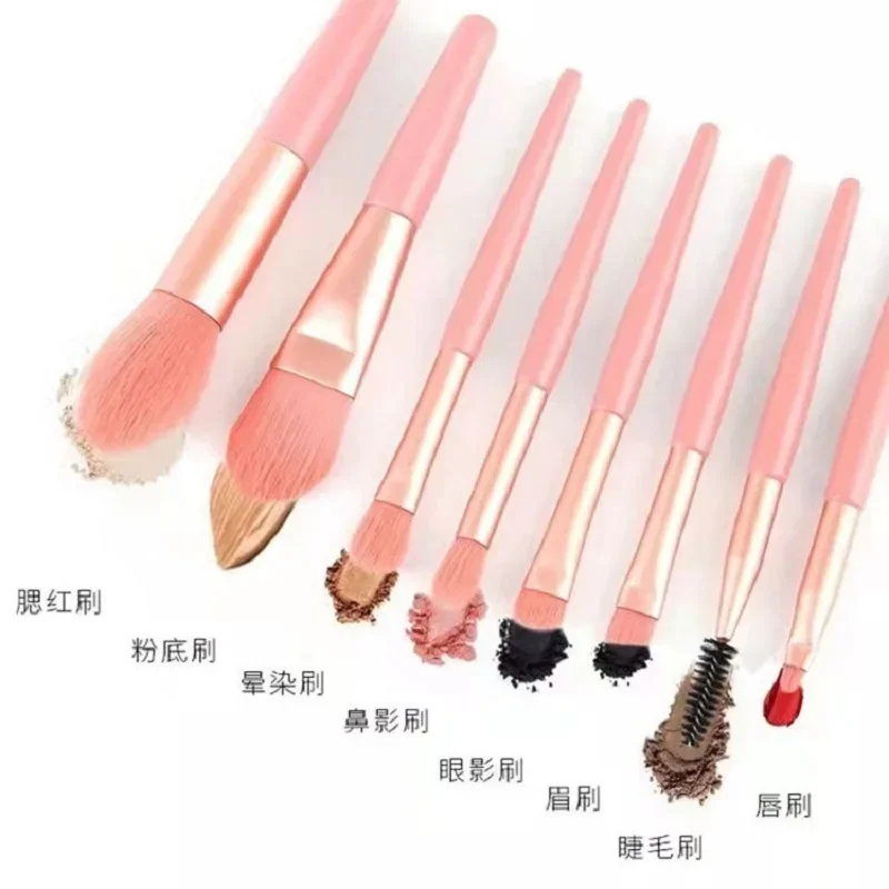 Portable 8Pcs Eyeshadow Foundation Blending Makeup Brush Soft Fluffy Cosmetics Concealer Makeup Brush Professional Make Up Tool