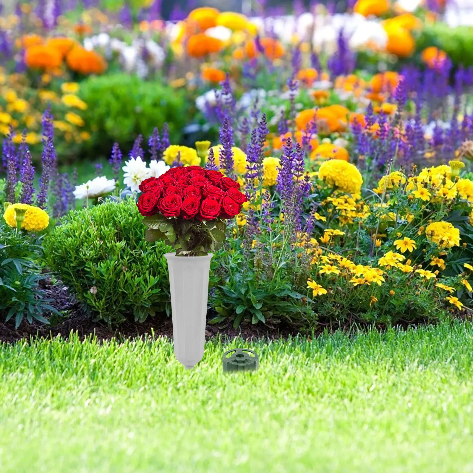 

20Pcs Cemetery Flower Holders Plastic Grave Vase Inserts Elegant Design for Memorial Day Decorations Cemetery Grave Vase
