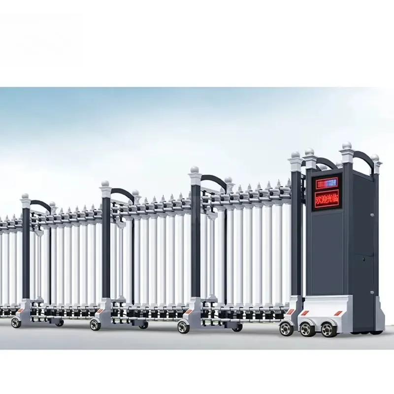 Sliding Automatic Electric Retractable Aluminum Alloy Powder Coated Modern Office Building Driveway Fence Gate