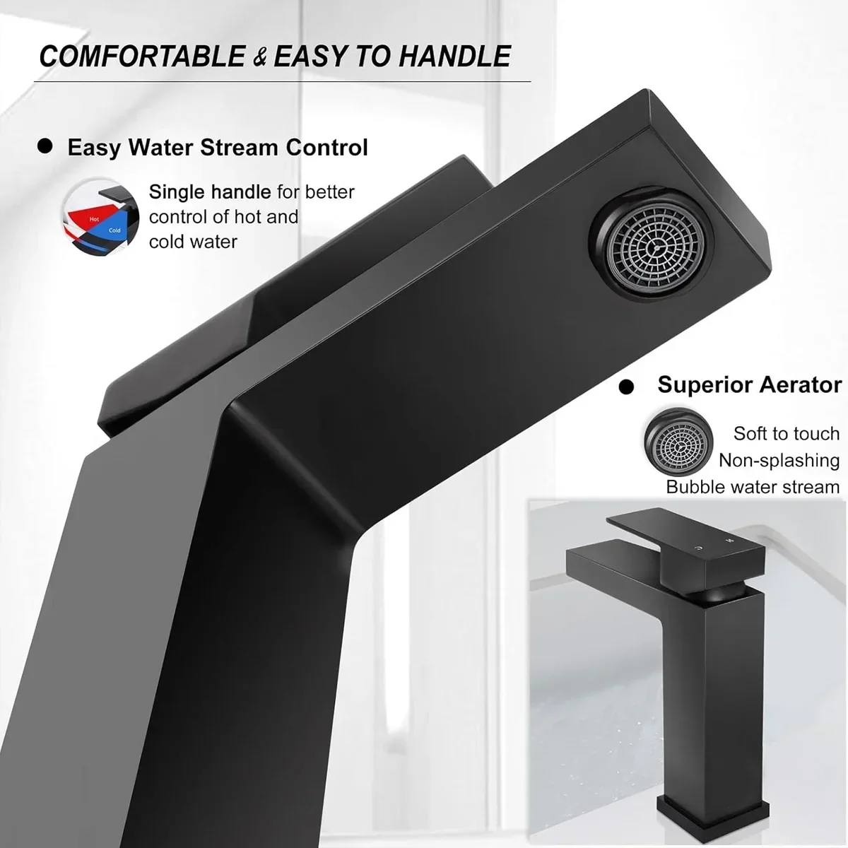 Black Plated Square Stainless Steel Bathroom Basin Faucet Square Vanity Sink Mixer Hot & Cold Lavotory Tap