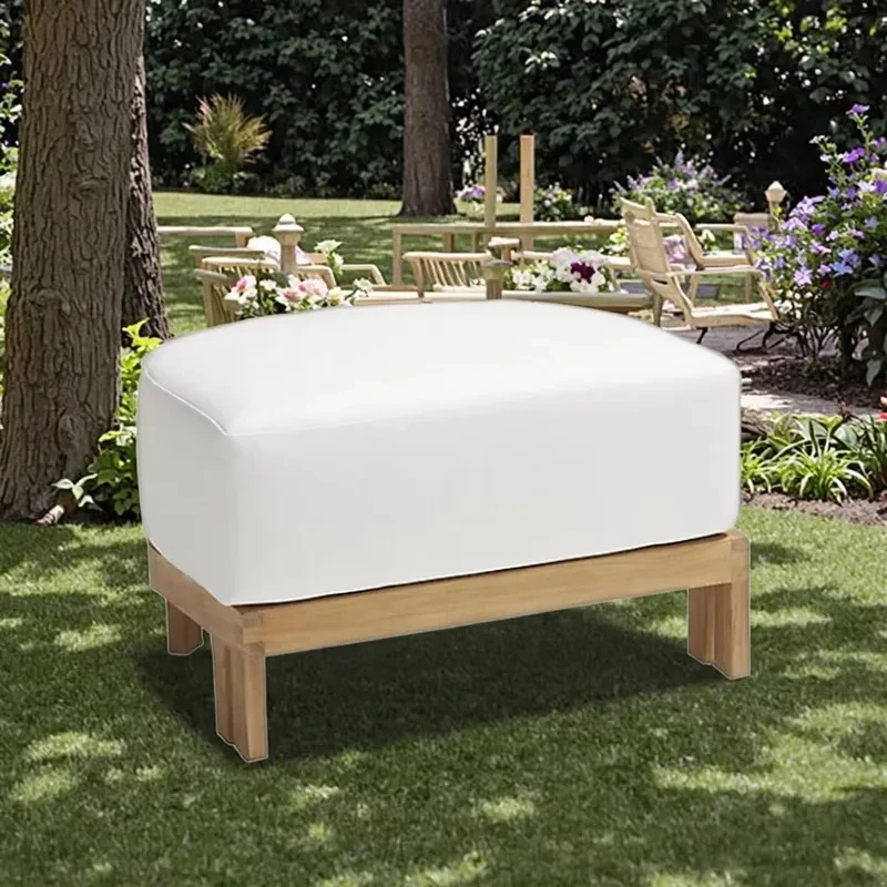 Modern teak footstool waterproof outdoor floor mat wooden sofa bench furniture