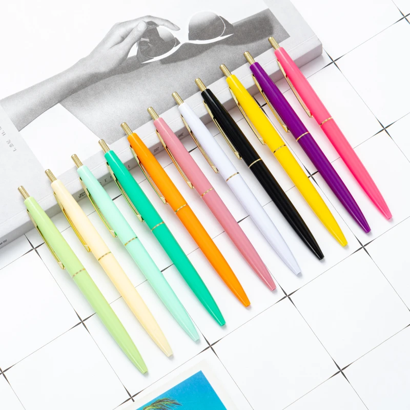 

50PCS Press the Multi Color Ballpoint Pen Wholesale Office Stationery Student Plastic Ballpoint Pen Gift Promotion Pen