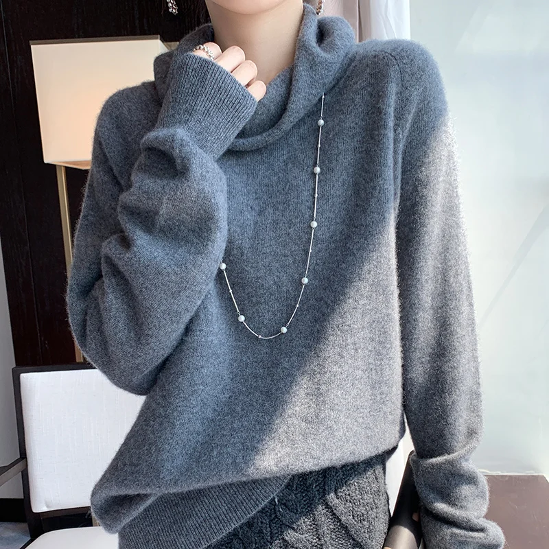 Flat free collar solid color pullover for casual and comfortable Blouse women's new autumn and winter top