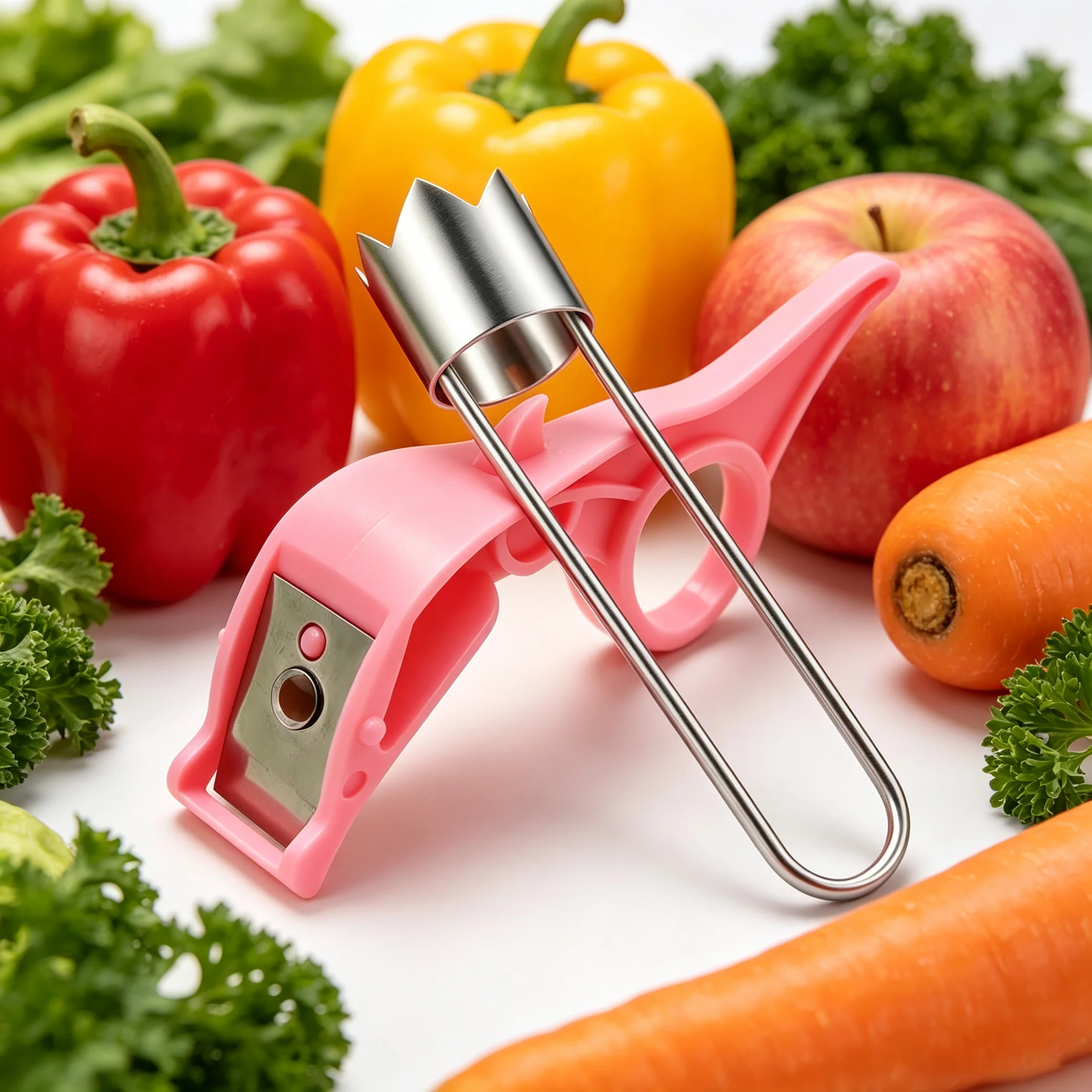 Portable Fruit Peeler & Core Remover Set Stainless Steel Apple Pear Corer Ring‑Type Hand Peeler Multifunctional Kitchen Gadget