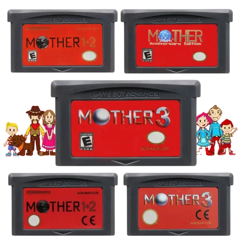 GBA Game Cartridge 32-Bit Video Game Console Card Mother 1 2 3 USA/EUR Version Gray Red Shell for GBA NDS