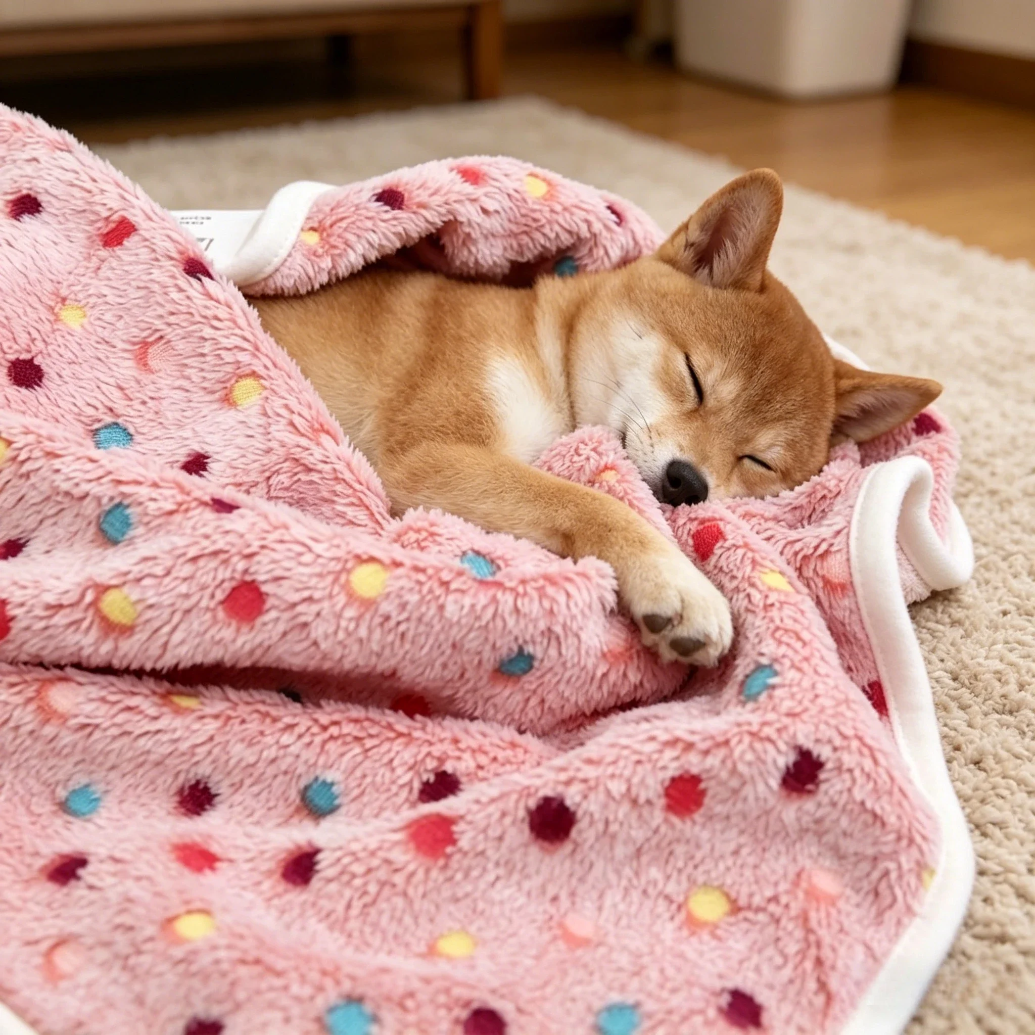 KEMORELA Weiche Flauschige Haustierdecke mit Niedlichem Punktmuster, Gemütliches Warmes Bett für Katzen und Hunde, Kleine bis Große Größen, Mattenbezug, Haustierzubehör – Detail 13