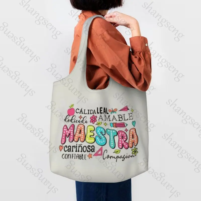 

Maestra Printed Tote bag printed foldable eco-friendly shopping bag large capacity portable shoulder handbag