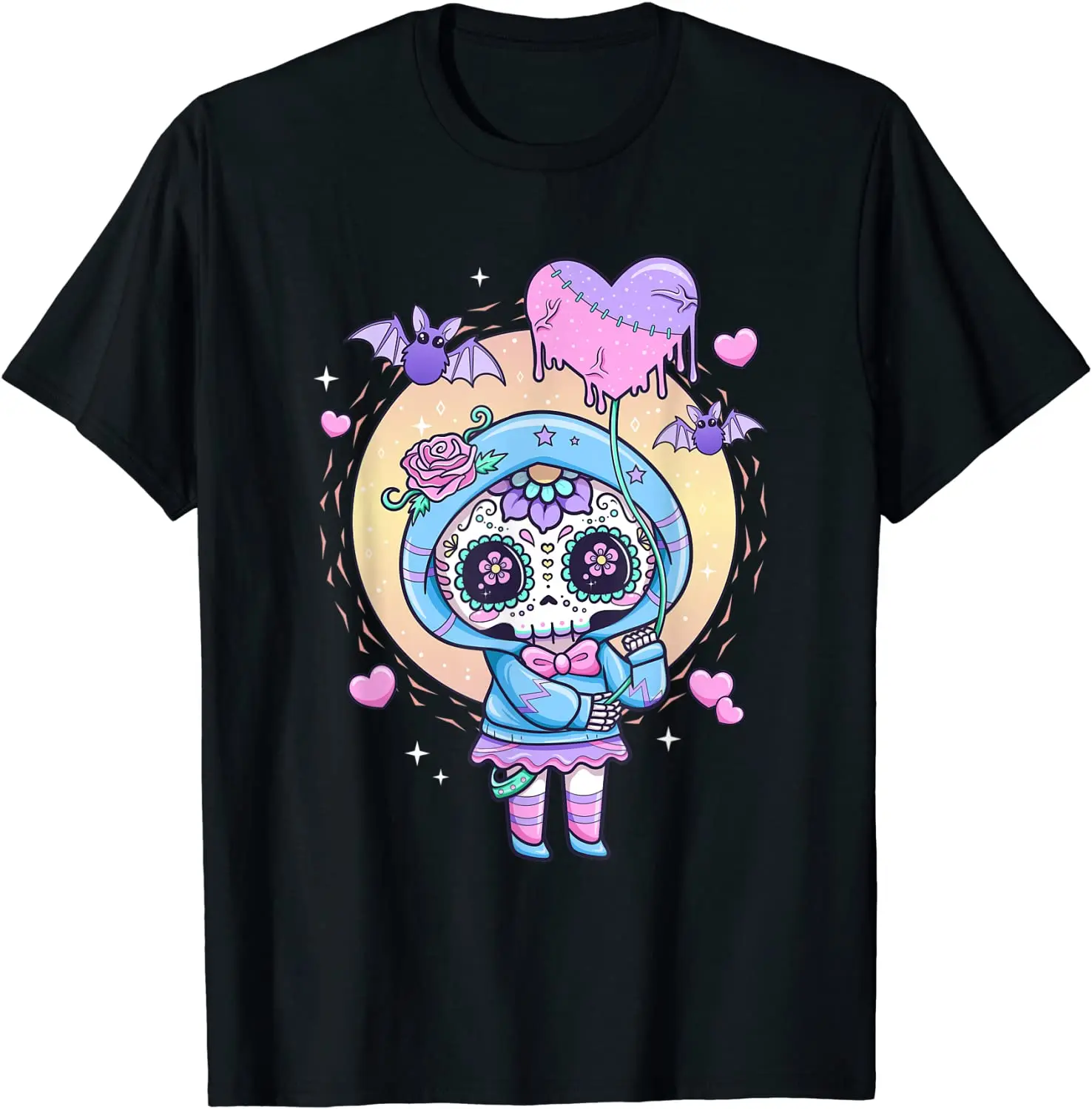 Kawaii Pastel Goth Cute Creepy Sugar Skull Day Of The Death T-Shirt