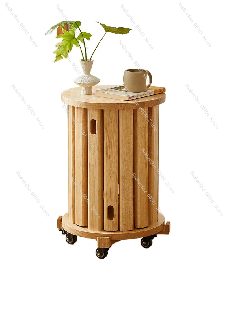 Stackable Solid Wood Round Stool Set 6 in 1 Home Space Saving Organizer Heavy Duty Durable Nesting Chairs with Wheels Portable