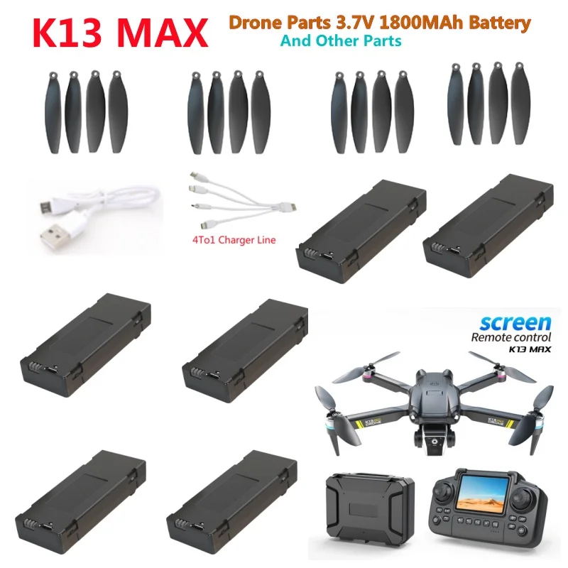 K13MAX Remote Control RC Quadcopter Drone Spare Parts 3.7V 1800Mah Propeller USB K13 MAX RC Drone Quadcopter Spare Accessories