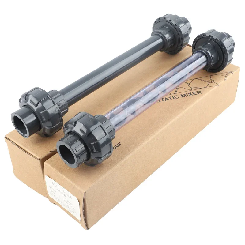 20~63mm-union-fast-connector-upvc-pipe-helical-static-mixer-industry-anti-corrosion-plastic-dosing-liquid-mixing-device