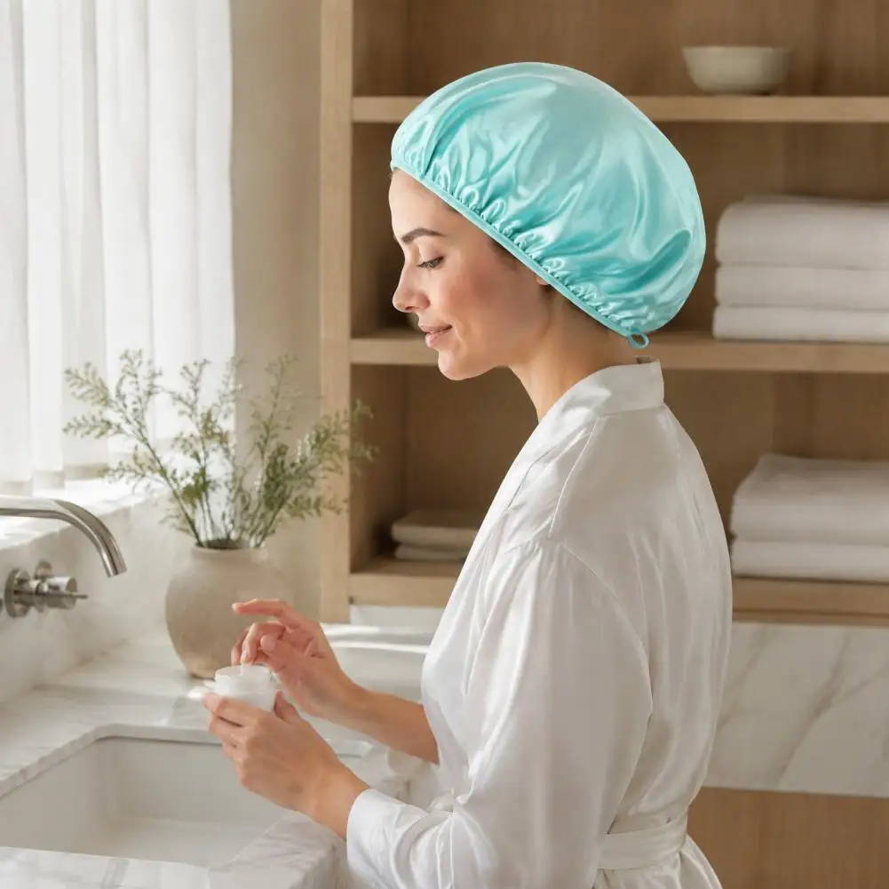 Soft Satin Hair Wrap Women Satin Hair Drying Cap Double Layer Turban Wrap Water Absorbent Hair Wrap Hat for Curly Long Care Long