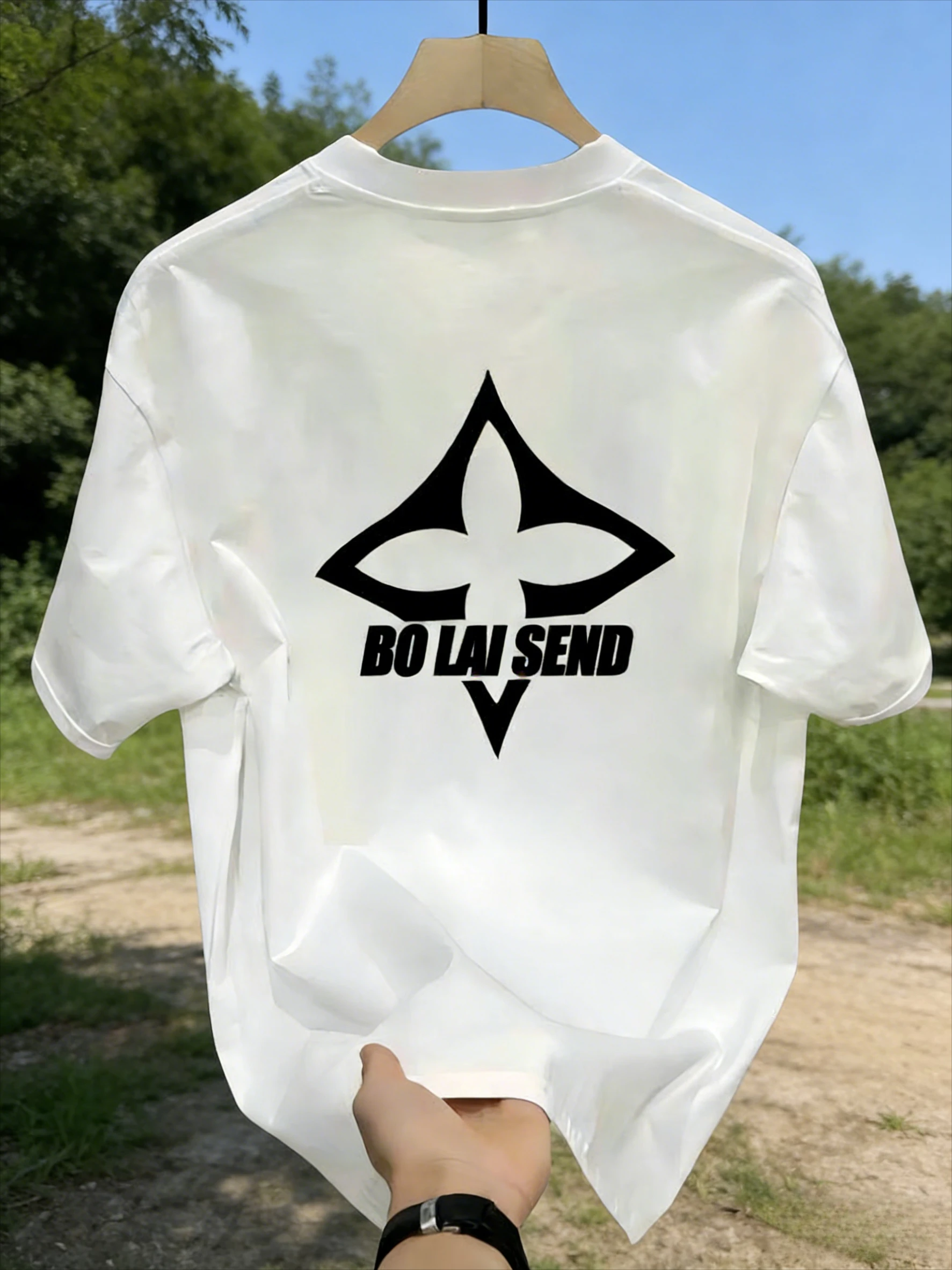 

The New Summer 2026 Pure Cotton Absorb Sweat Breathable Round Collar Printing Light Luxury Leisure Men's Short Sleeve