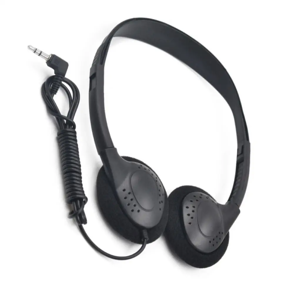 1.2M Telescopic Aviation Headphone Wired Over Ear 3.5mm Plug Earmuff Music HiFi Gaming Headset Phone