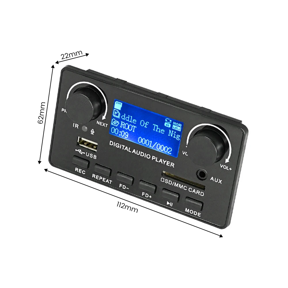 AIYIMA 12V MP3 Bluetooth Decoder Board LCD Lyrics Display Decoder WMA WAV FLAC APE FM Recording USB Decoding For Audio Amplifier