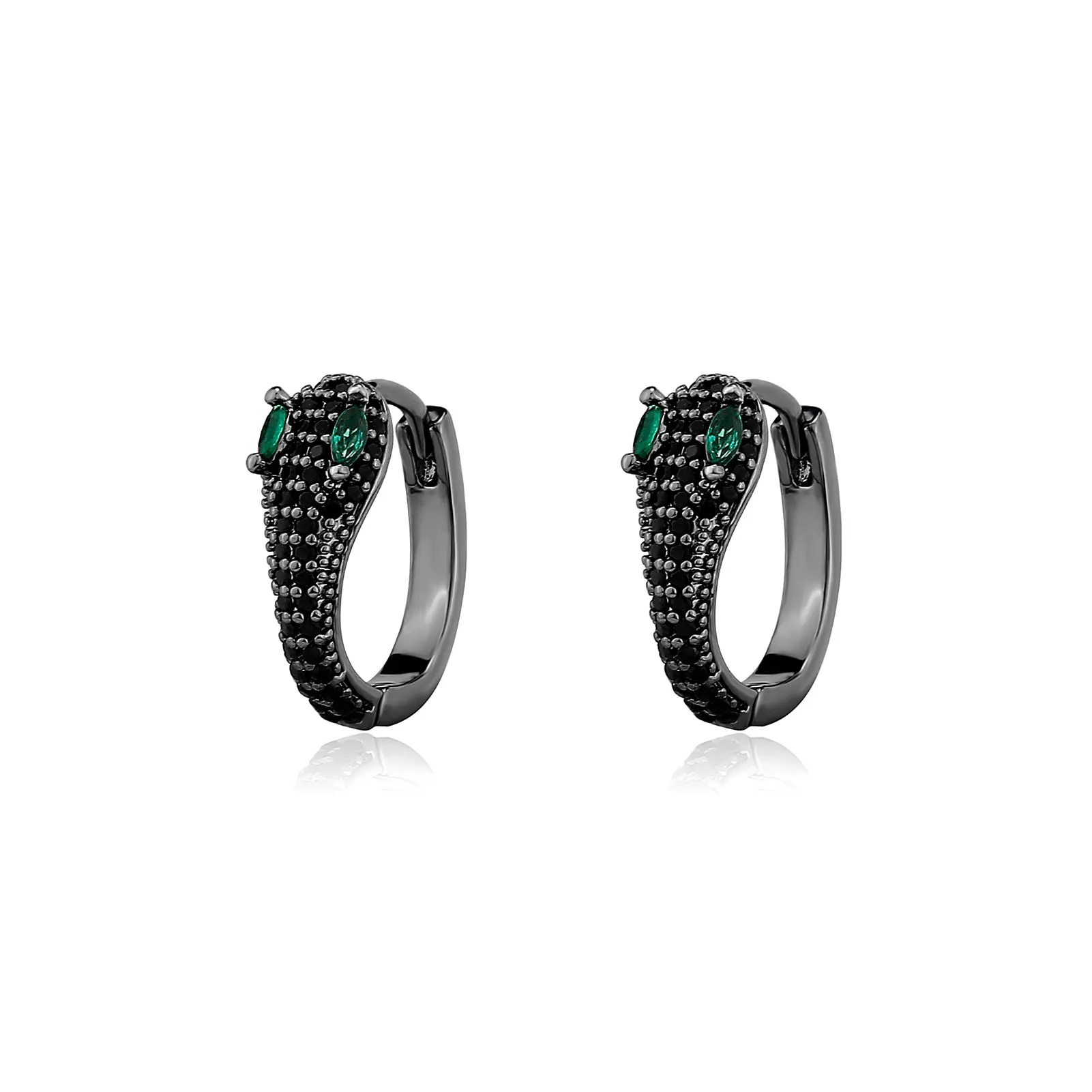 TOPGRILLZ Gothic Green Eye Snake Shape Ears Studs for Women Iced Out Cubic Zirconia Darkness Snake Earrings Y2K Jewelry