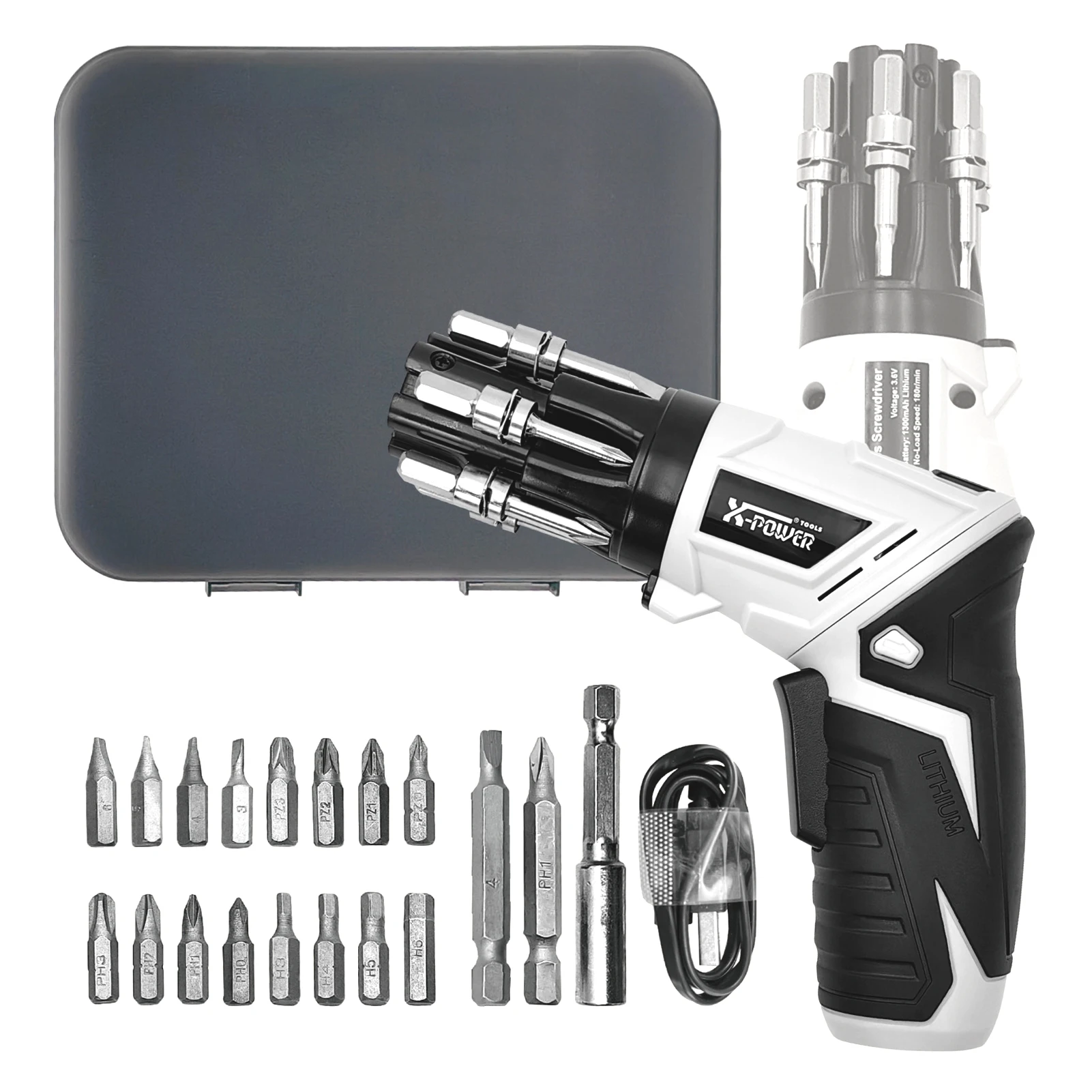 

Cordless Electric Screwdriver Matching Rechargeable Battery 180° Rotating Handle 6 Quick Change Home Craft Furniture Assembly