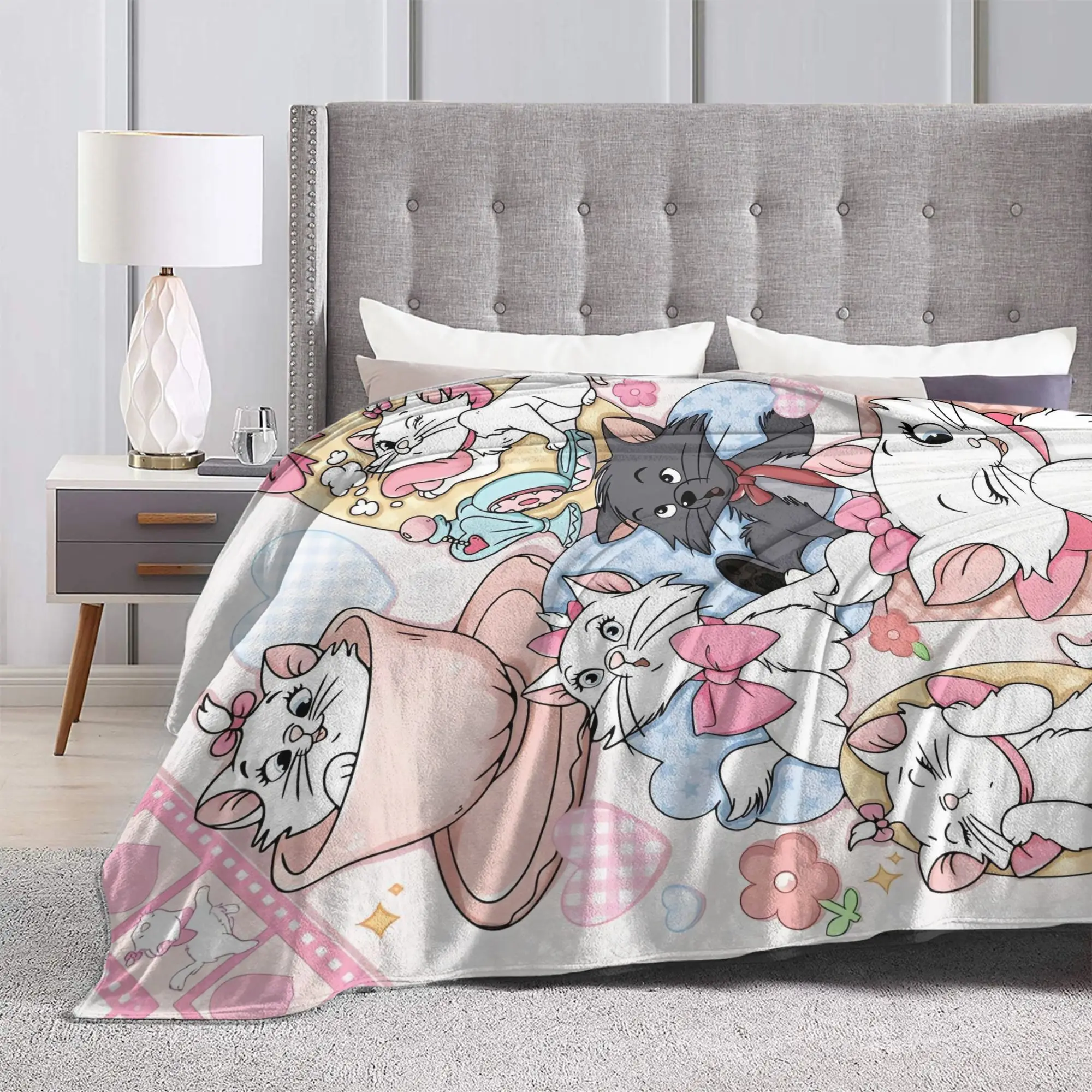 أرستوكاتس أنيمي لطيف ماري القط بطانية محبوكة الصوف سوبر لينة رمي البطانيات للسرير المفرش