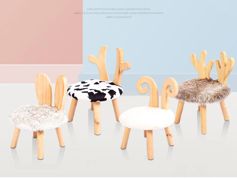 

Solid Wood Animal Stool Small Wood Back Chair Children'S Bench Small Short Stool Household Doorstep Shoes Change Shoes Stool