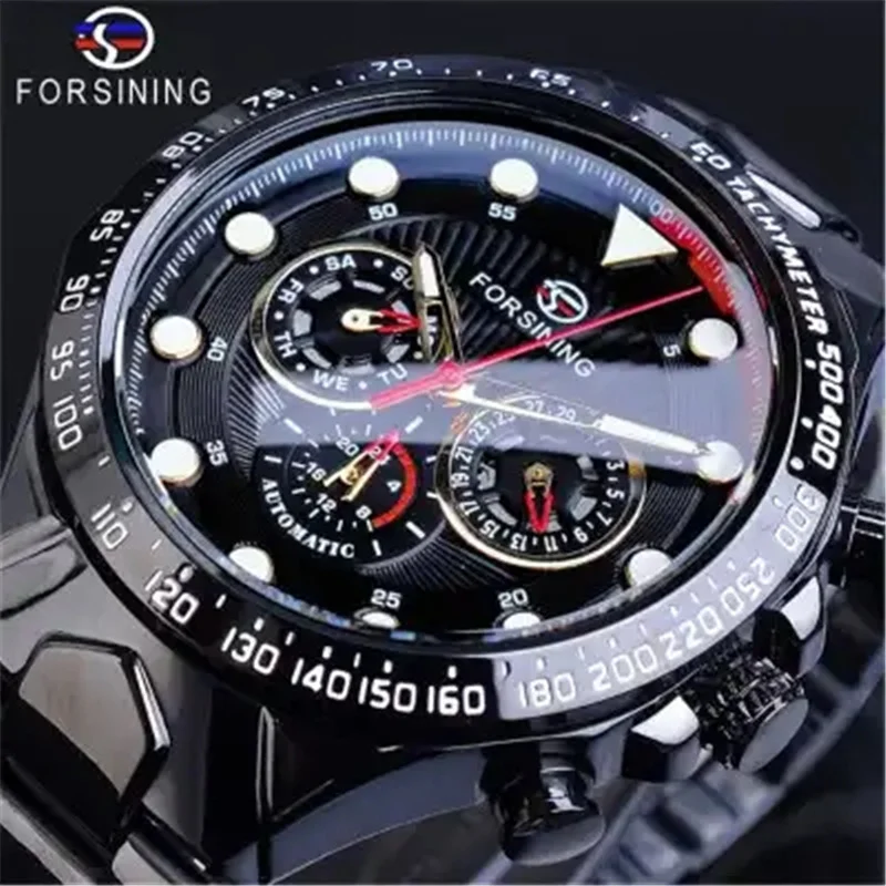 FORSINING 432D Watch Stainless Steel Band Clock Business Male Wristwatches Waterproof Luxuries Wrist Watches for Men