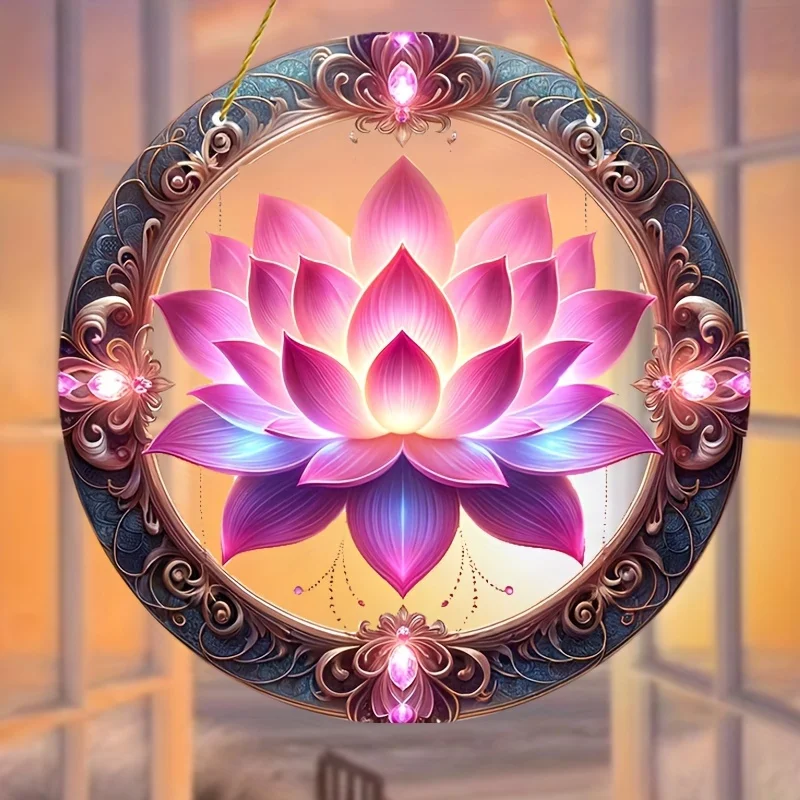 Lotus Window Hanging Acrylic Sun Catcher,lotus Light Catcher,holiday,Wreath Center Attachment,room,House,home,Garden Decor