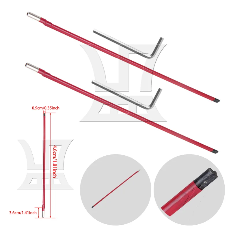 

Yibuy 2pcs Red 460mm Length 9mm Dia Steel Two Way Adjustment Guitar Truss Rod